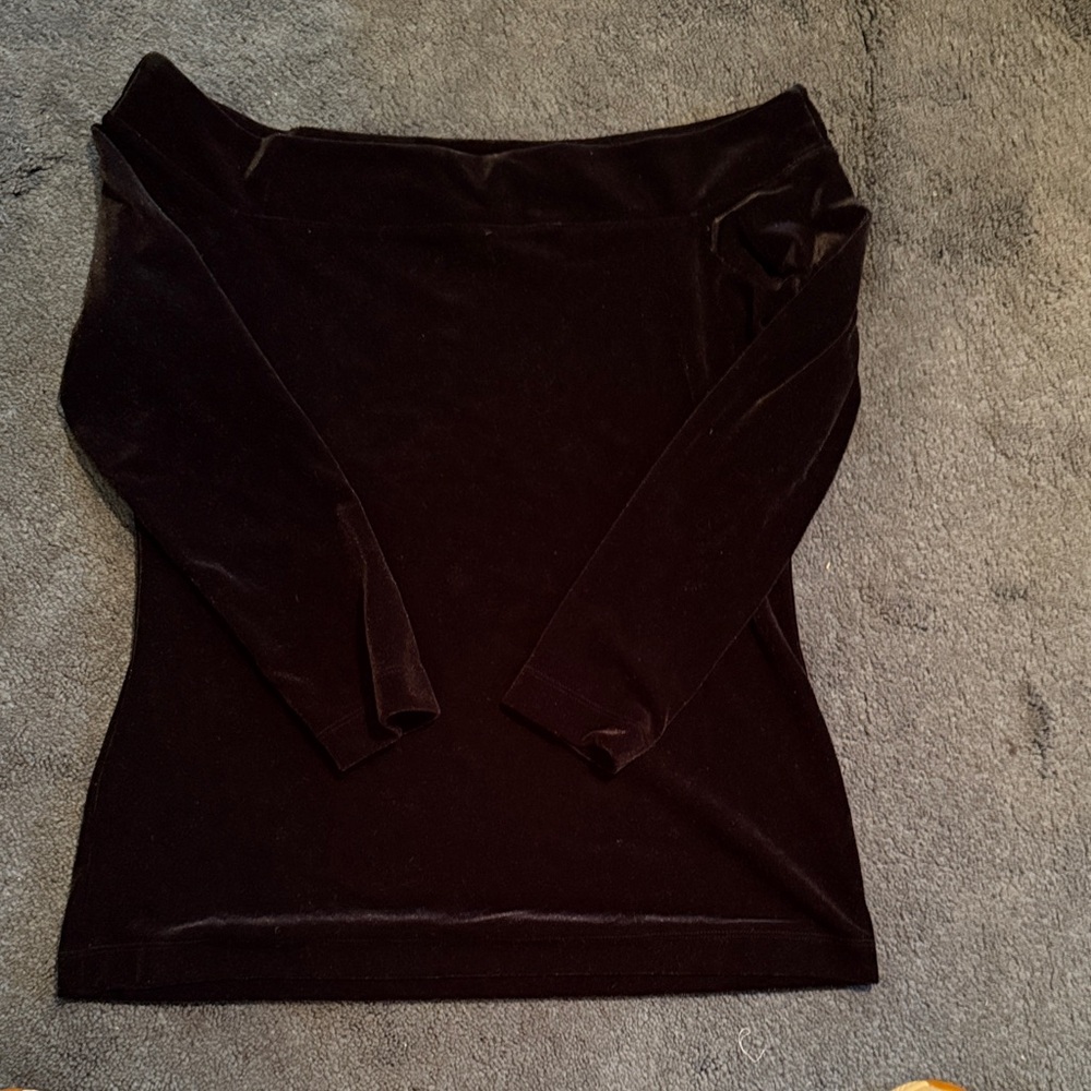 Ann Taylor Black Velvet off the shoulder top